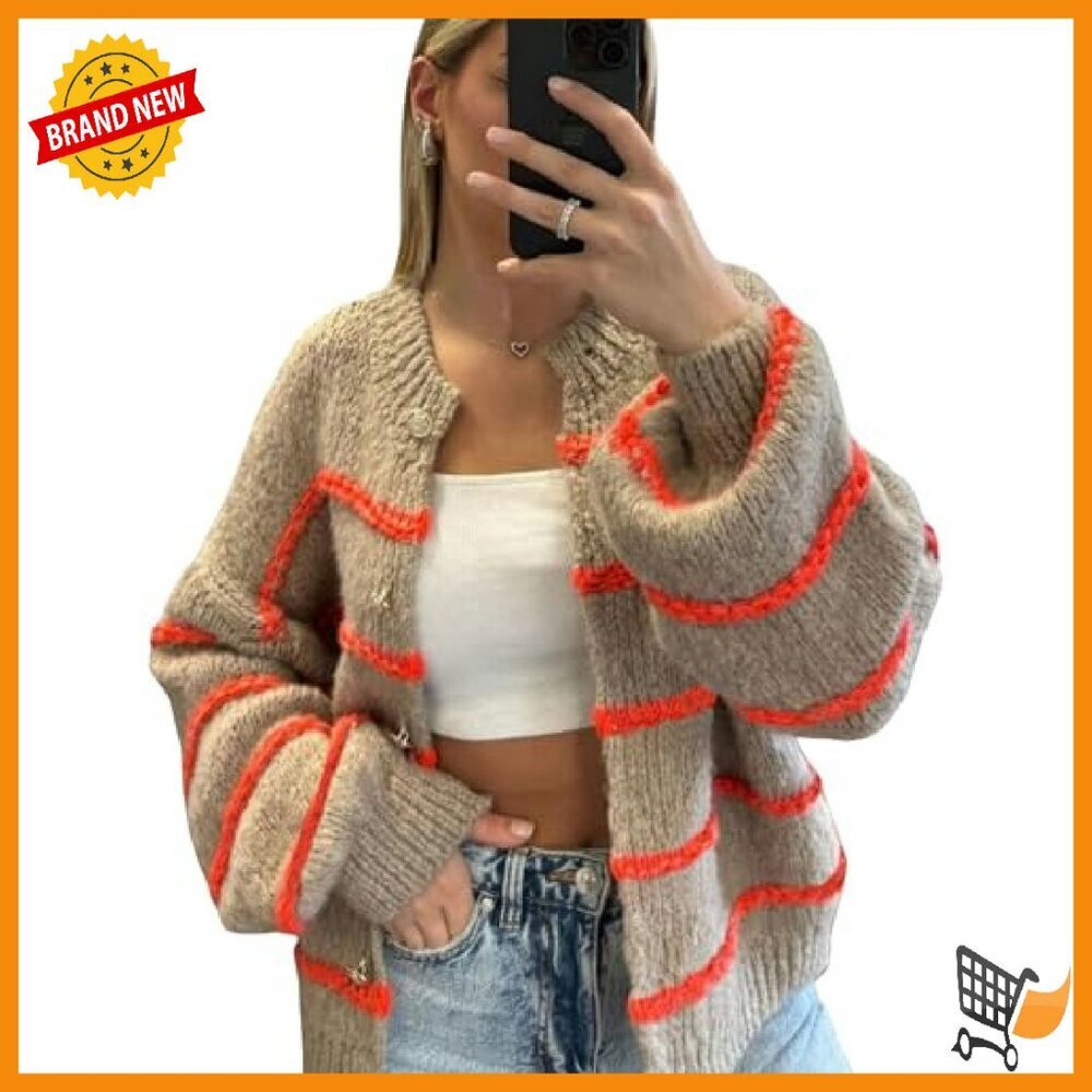 Oversized Knit Cardigan Long Sleeve Button Down Open Front Sweater - Picture 2 of 7